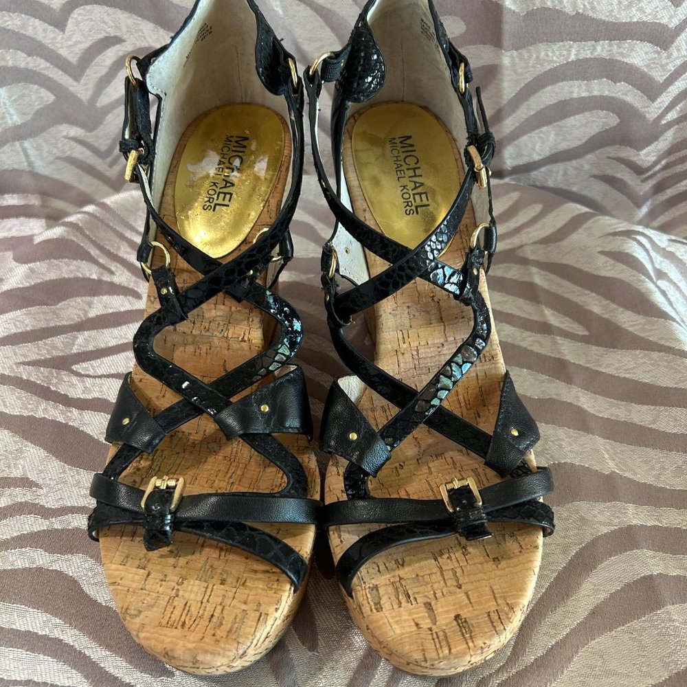 *Michael Kors* snakeskin strappy wedge sandal